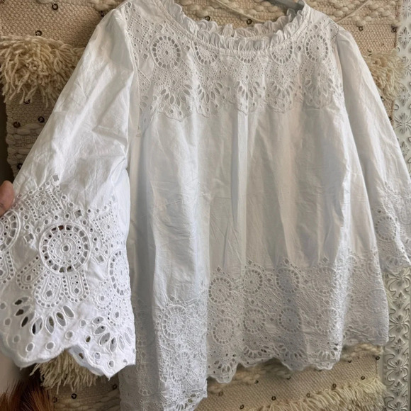 Talbots White Eyelet Tunic Blouse Top 2X - Picture 2 of 8